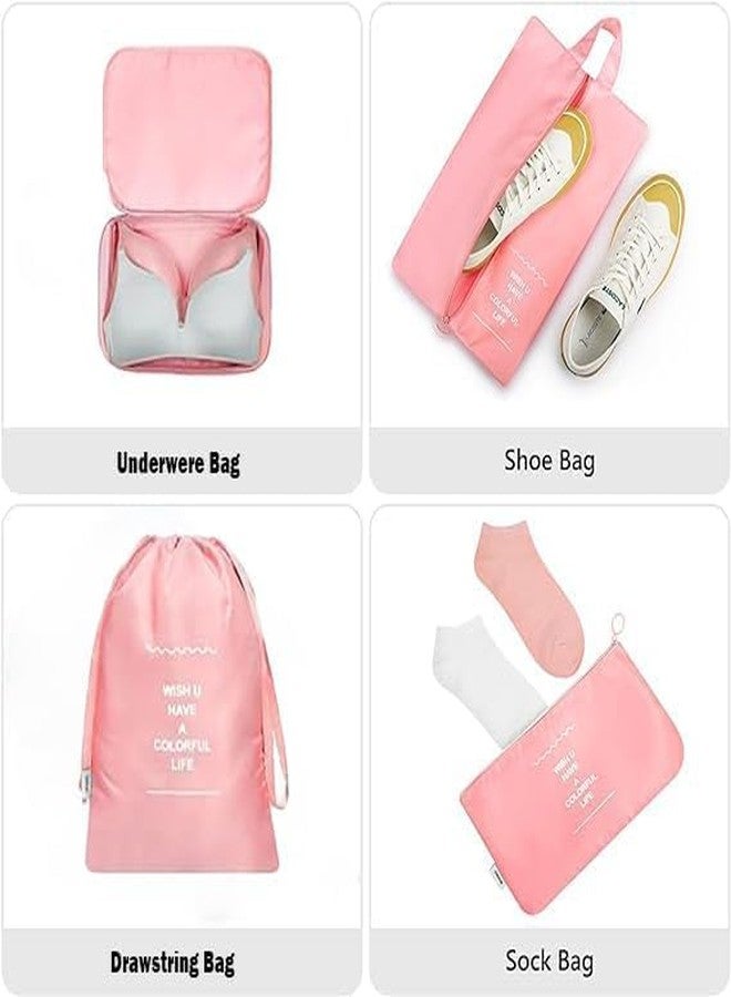 سيميكسيسن مجموعة سيمكسن المكونة من 7 قطع من مكعبات تنظيم الأمتعة للسفر، خفيفة الوزن، مع حقيبة غسيل أو حقيبة أدوات تجميل، منظم غسيل (وردي) - Image 4